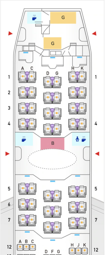ANAボーイング787-8国際線機材78Mの座席表とプレミアムクラス42席