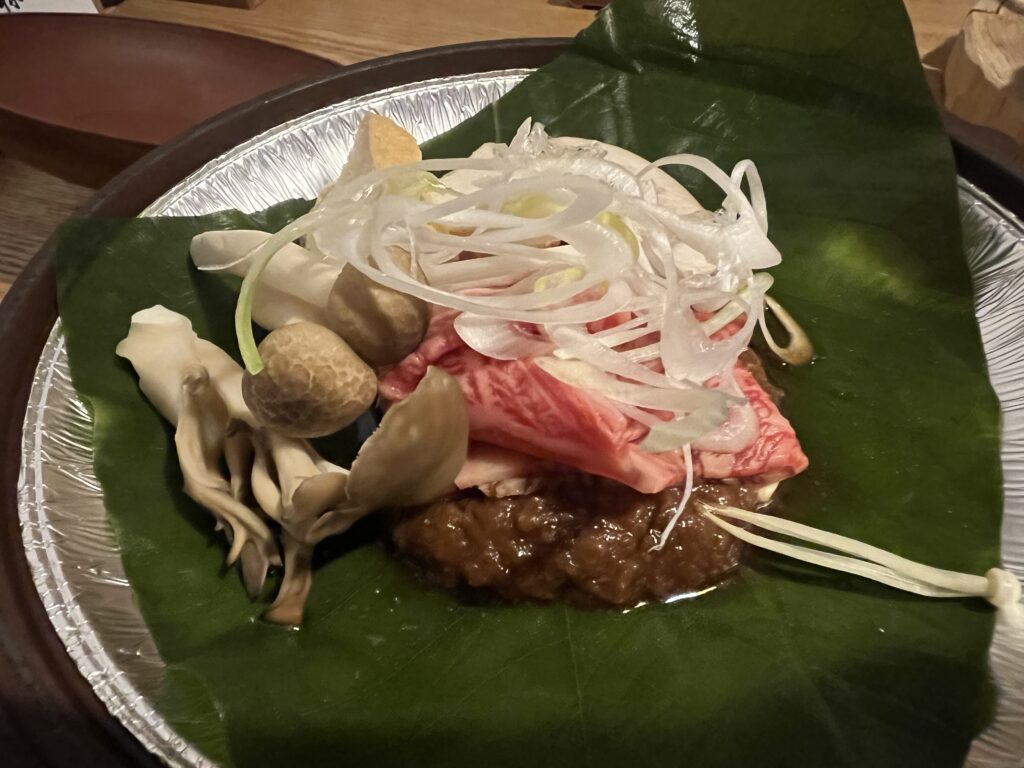 ホテル富貴の森の夕食に出た信州りんご和牛