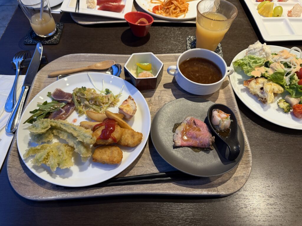 夕食ブッフェの揚げたて天ぷら
