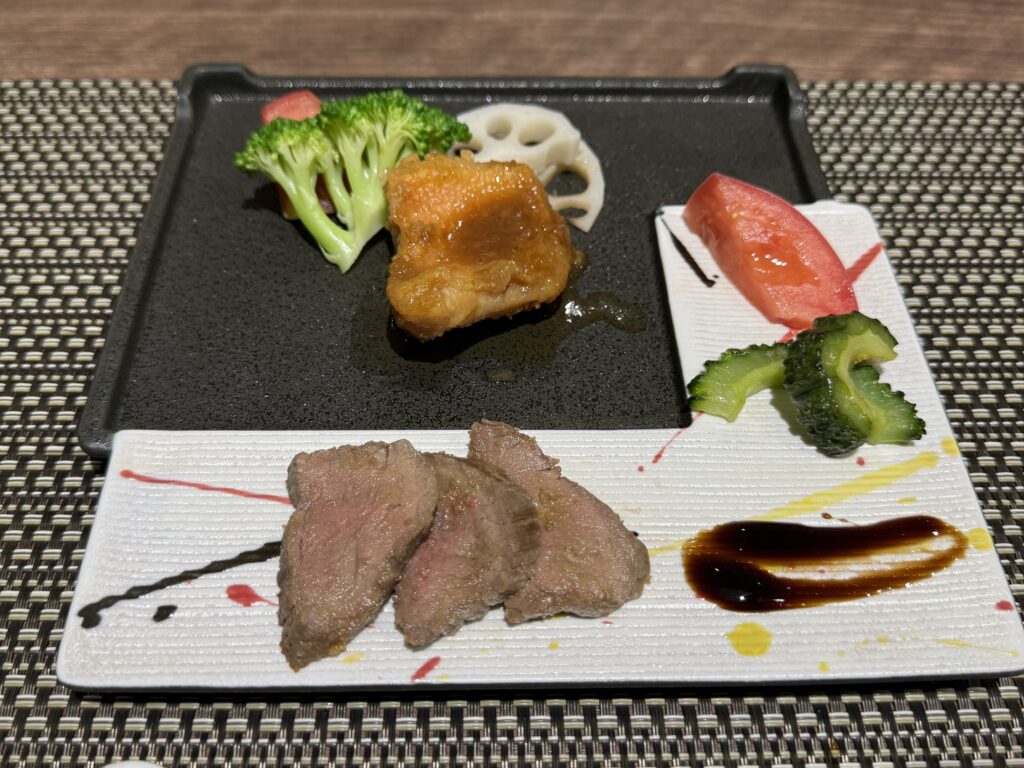 牛肉大蒜焼きと笠子鍬焼き